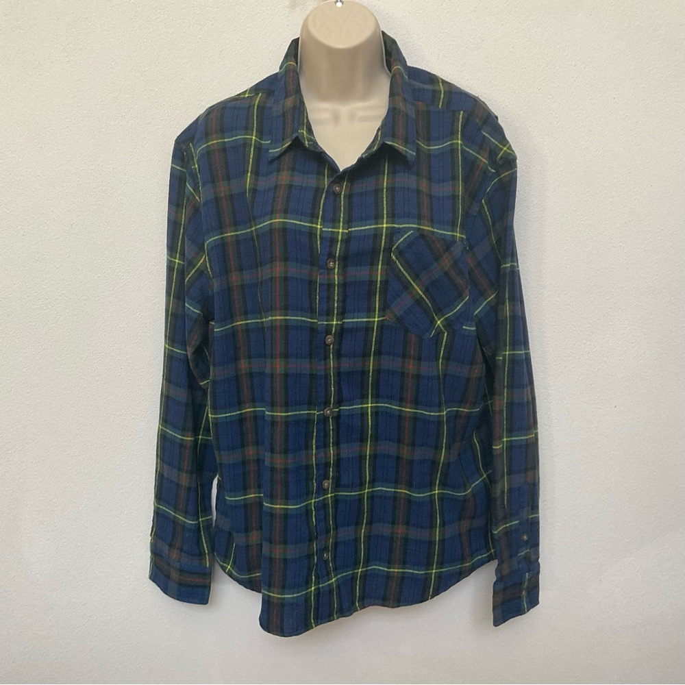 Jachs New York Green, Blue, Red Recycled Flannel Button Down Shirt Size XL